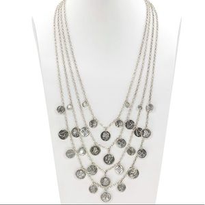 Multi strand coin necklace-world coin- silver ox